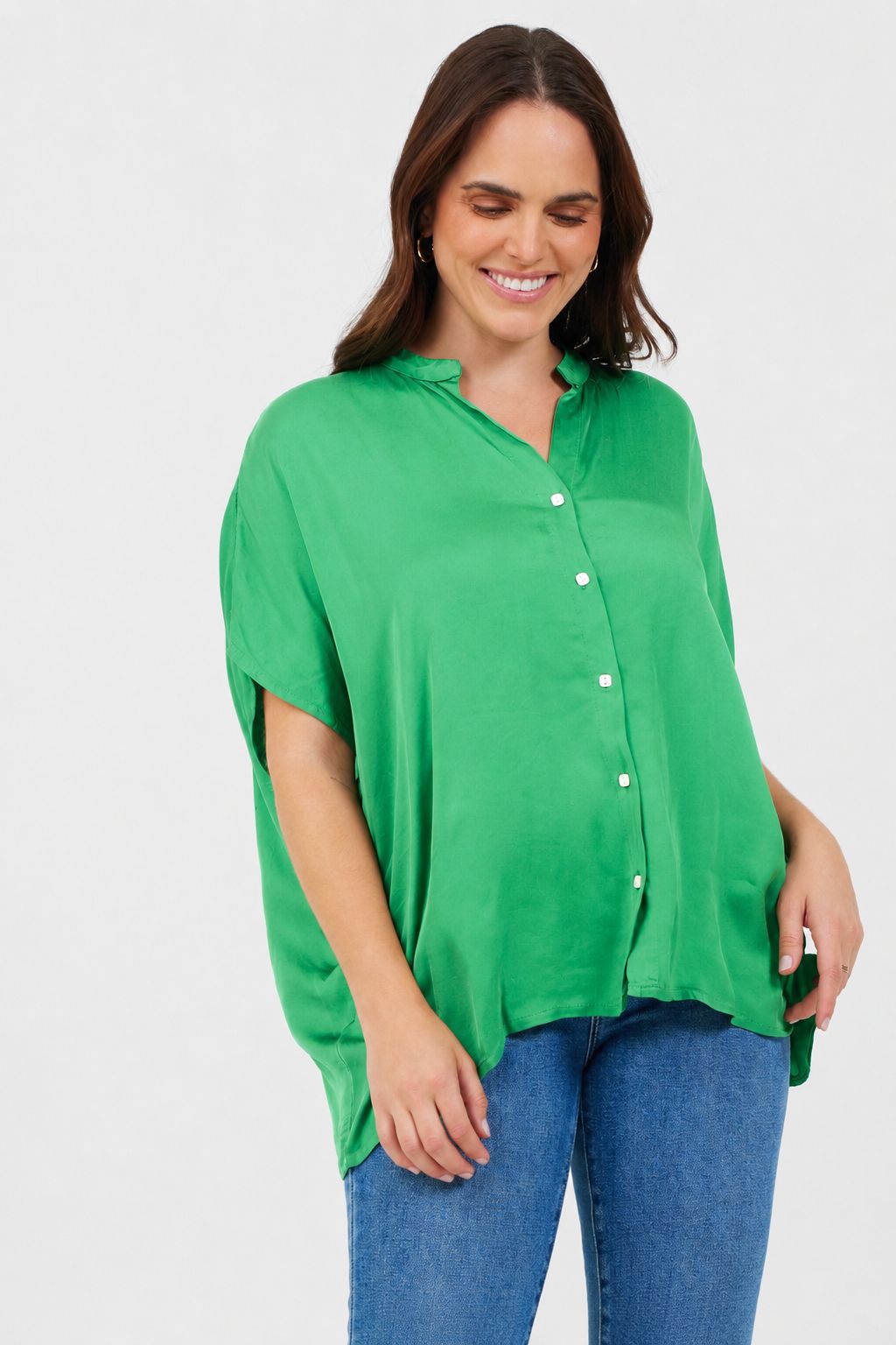 Pandora Satin Button Thru Oversize Blouse