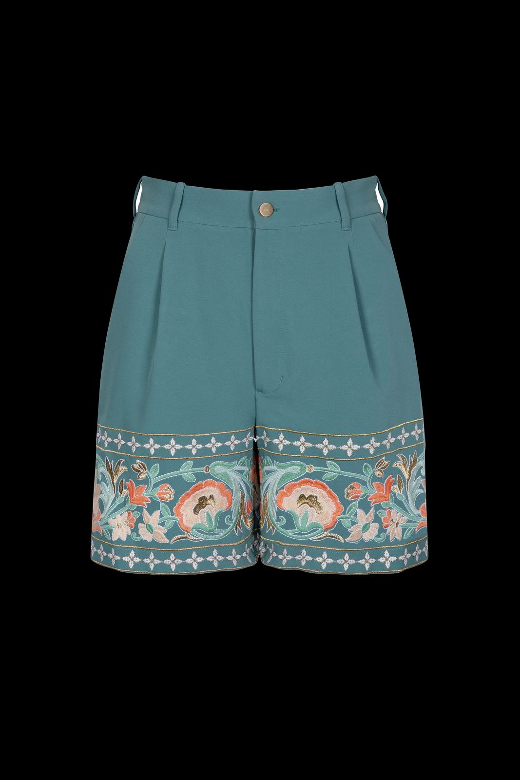 Amara Embroidered Blue Tailored Shorts