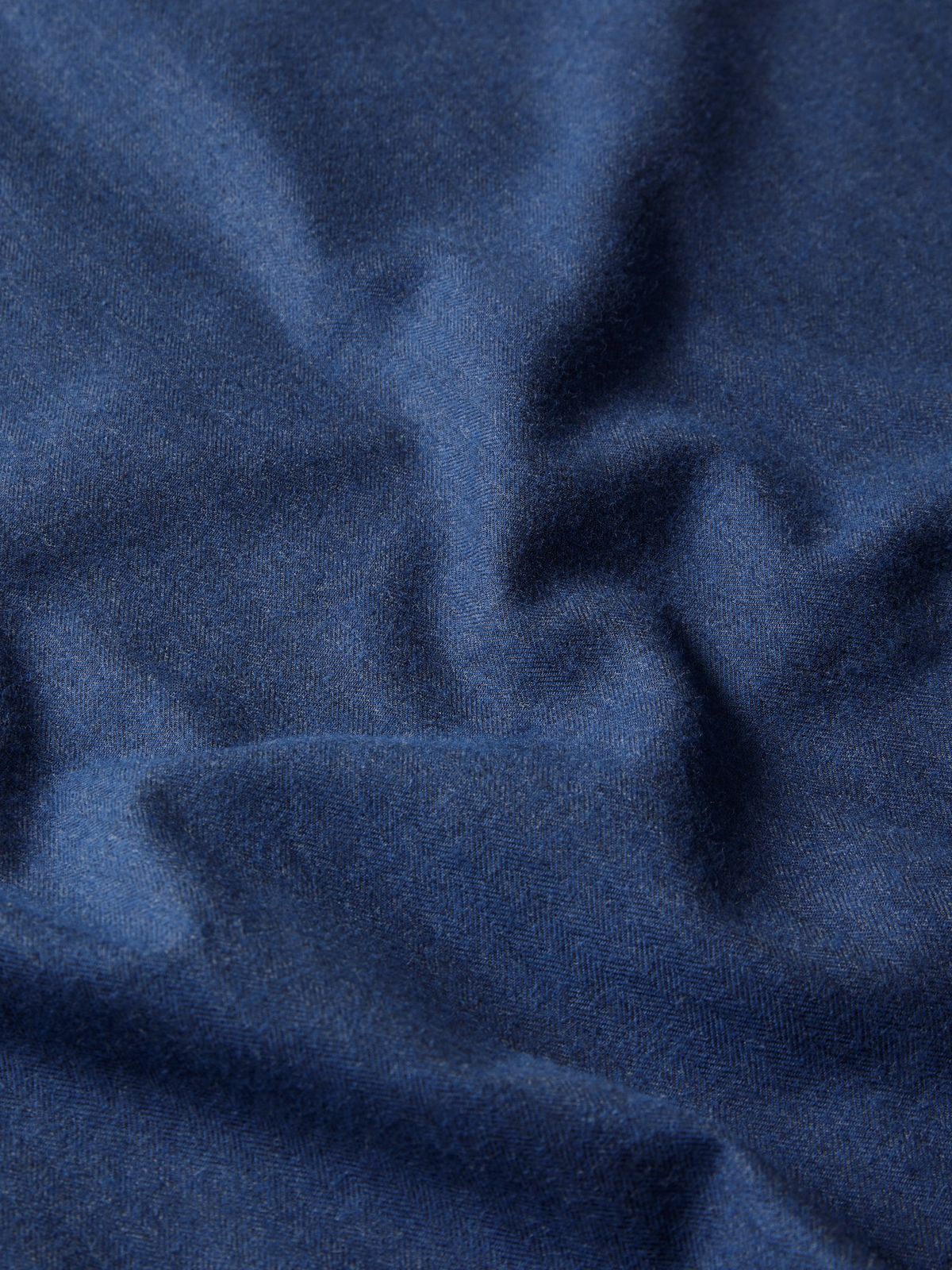 Balmoral Brushed Cotton Flannel Shirt Navy Blue Herringbone
