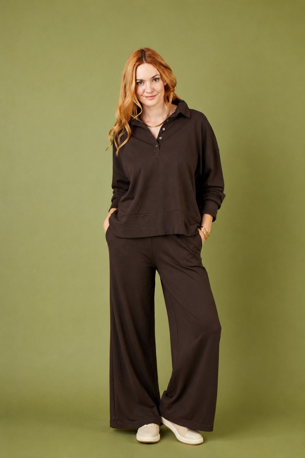 Jay Fleece Back Sweatshirt With Collar And Buttons
