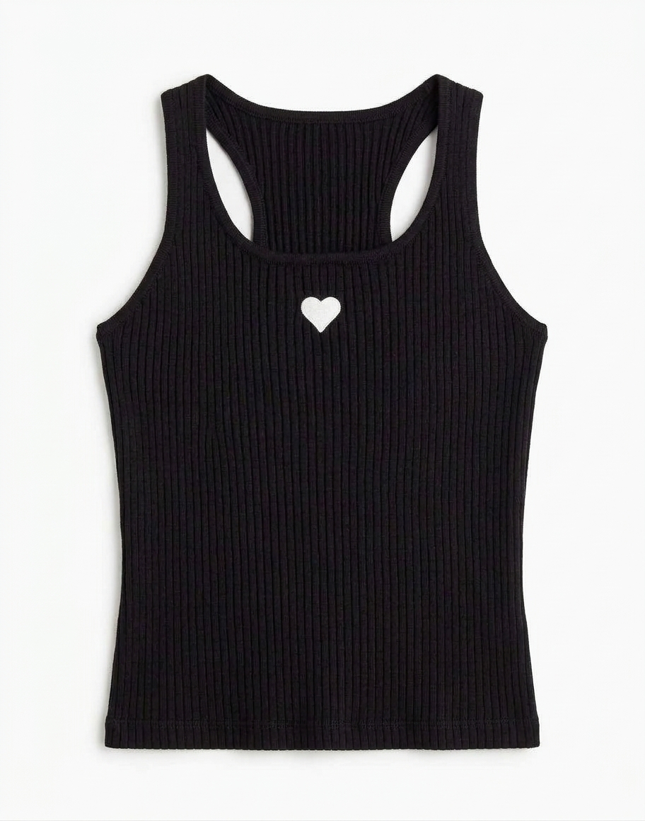 Heart Embroidered Knit Top