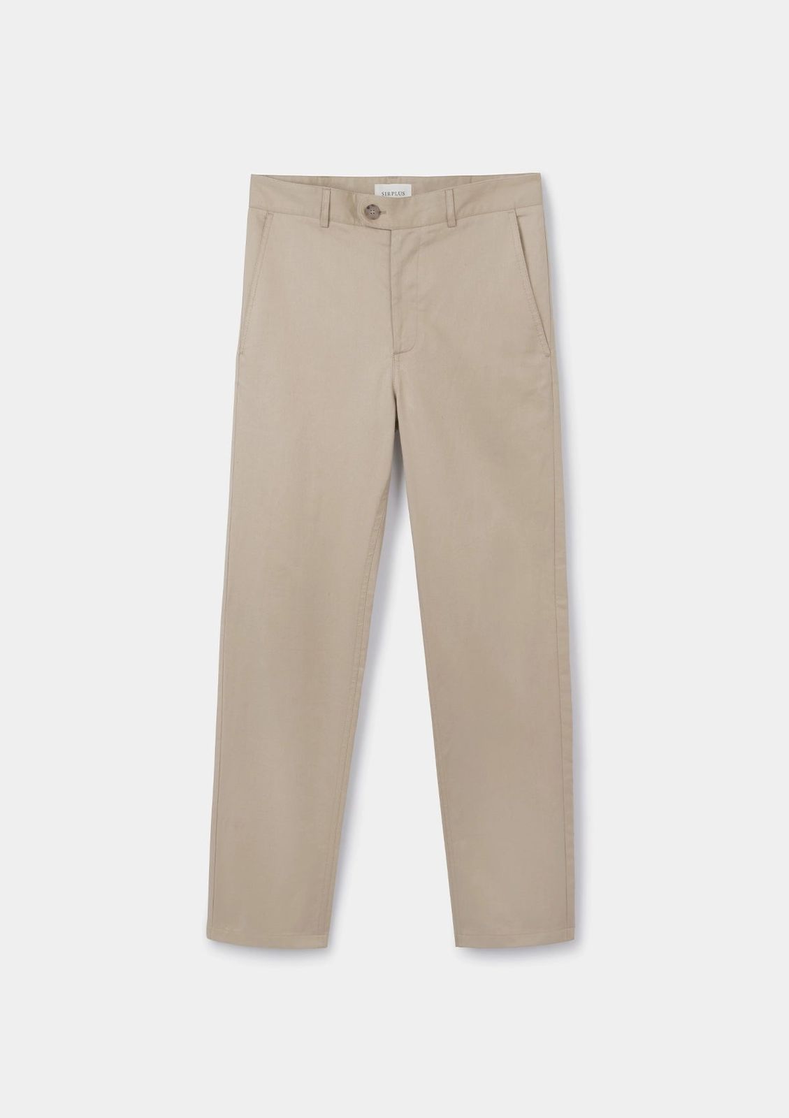 Beige Cotton Linen Casual Trousers