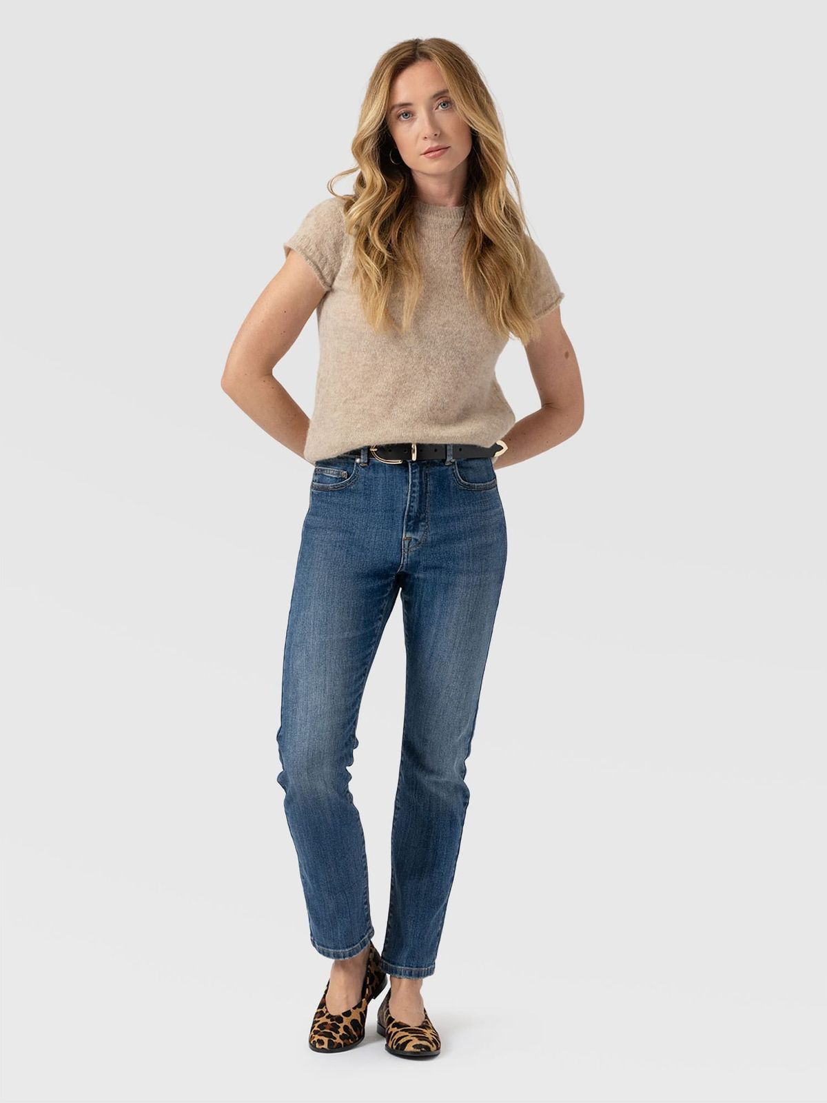 Emma Straight Leg Jean - Mid Blue