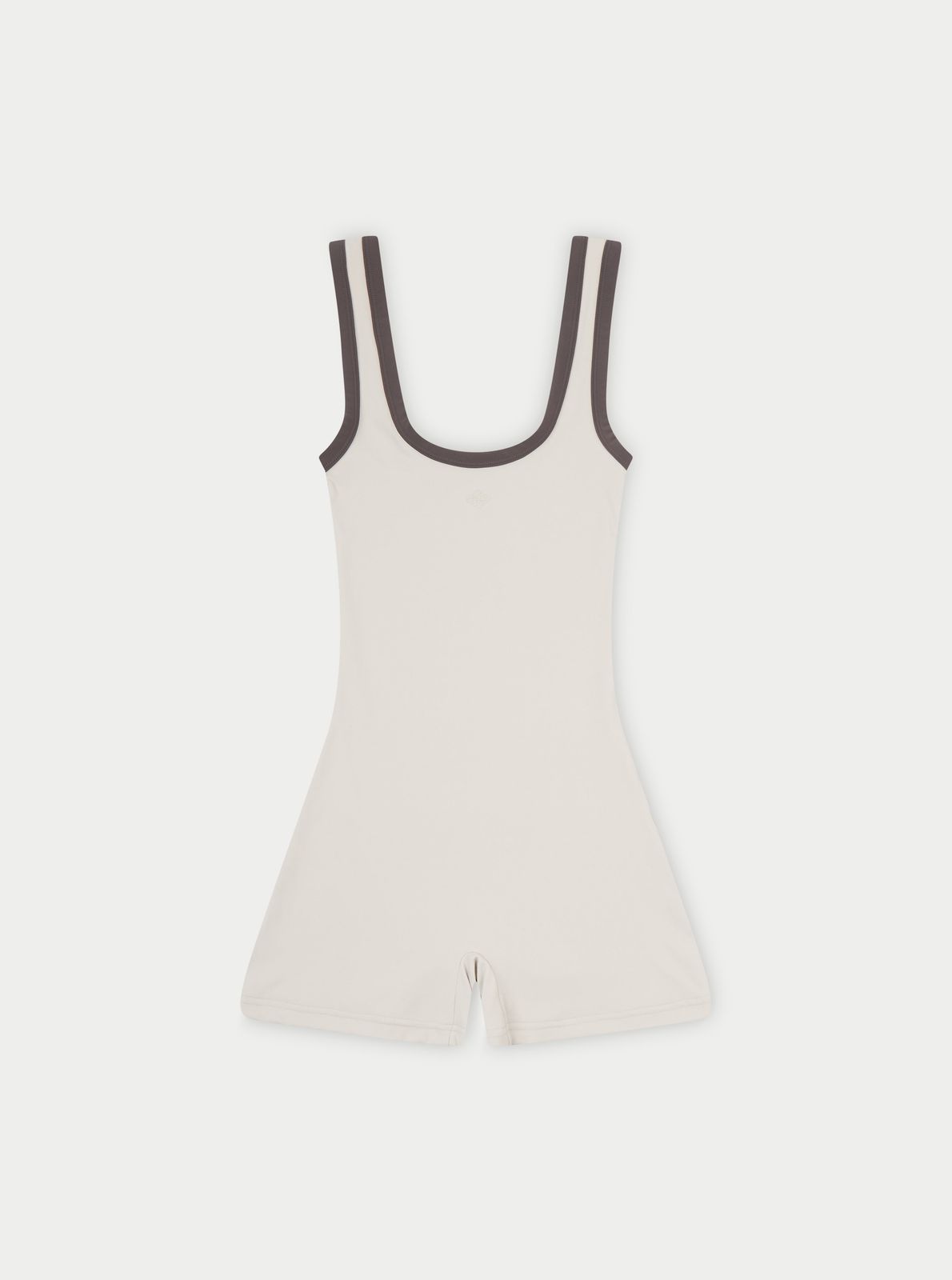 SCULPTING STRETCH EMBLEM CONTRAST PIPING UNITARD - OFF WHITE