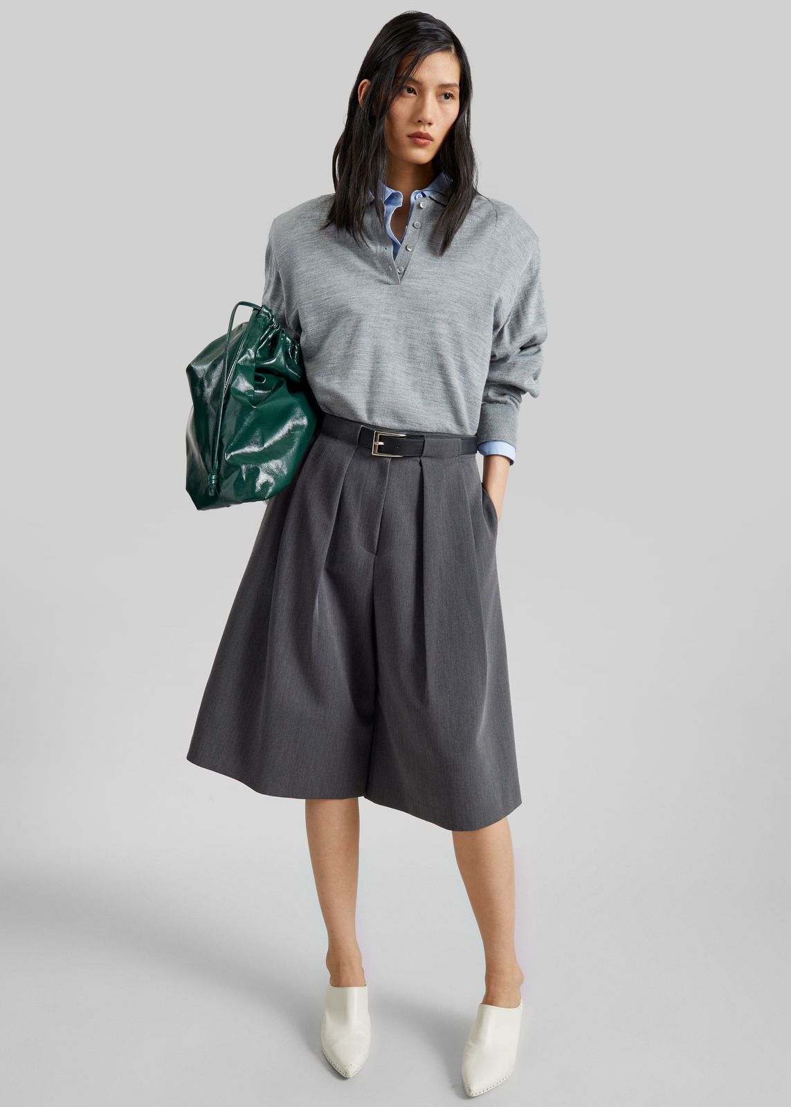 Kalvo Belted Bermuda Shorts - Dark Grey
