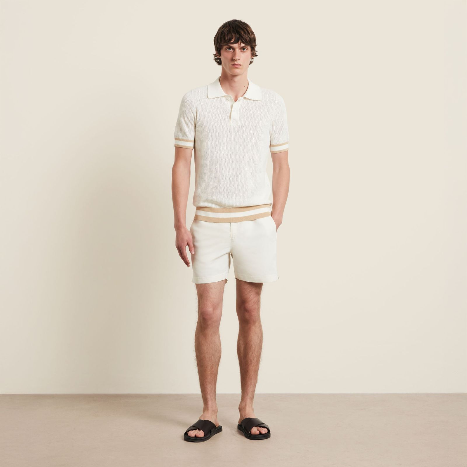 Cotton Open Knit Quinn Polo - White