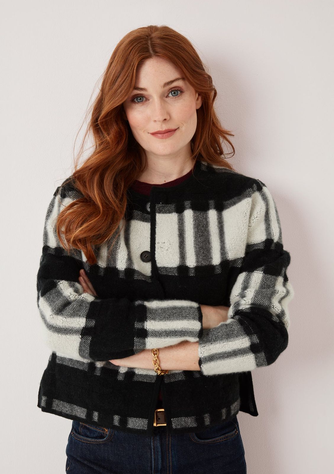 Reversible Cashmere Check Jacket in Black