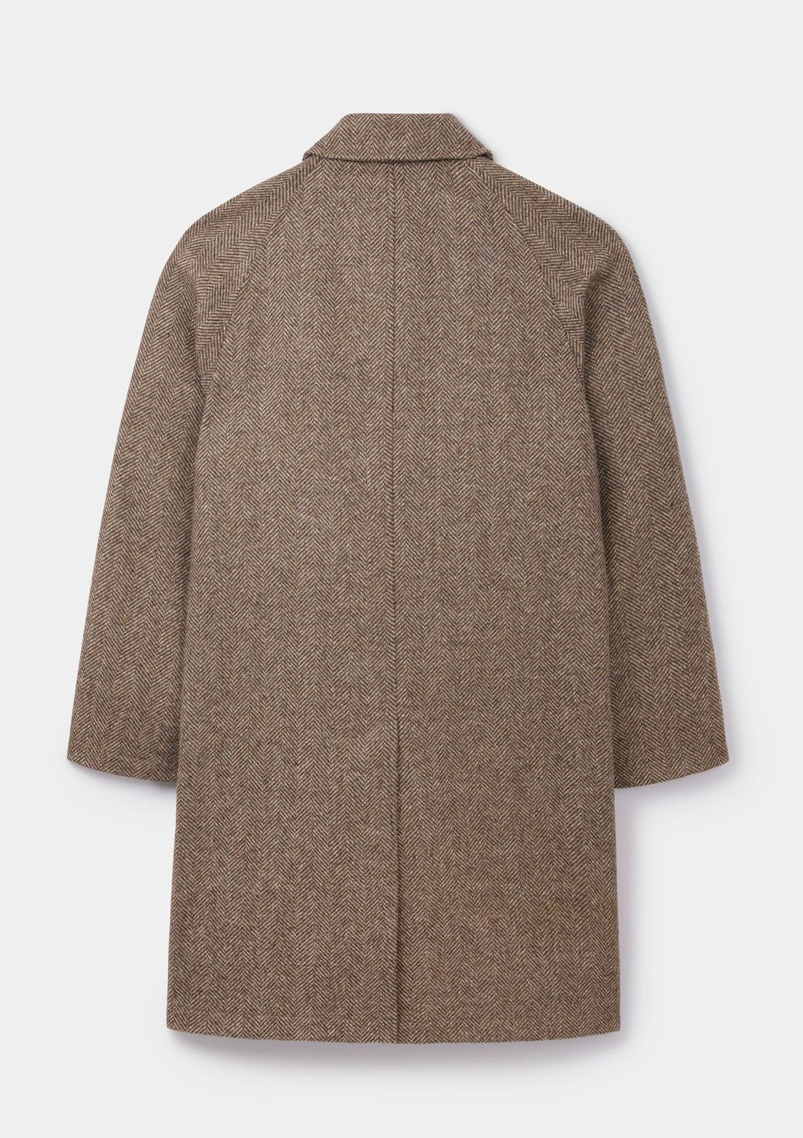 Walnut British Wool Herringbone Overcoat