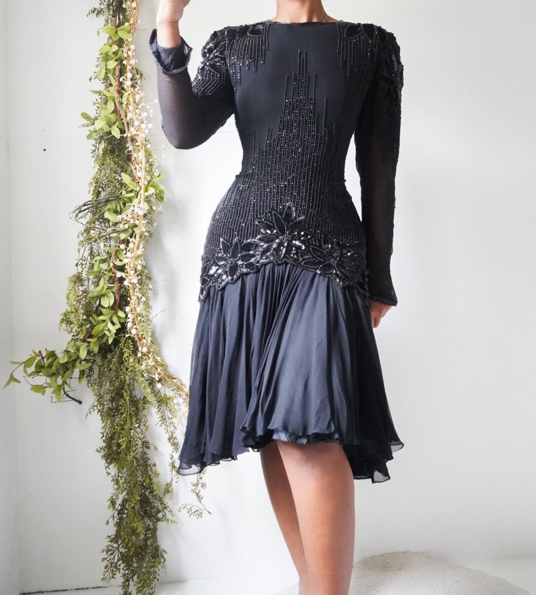 Vintage 80’s Fully Beaded Silk Dress