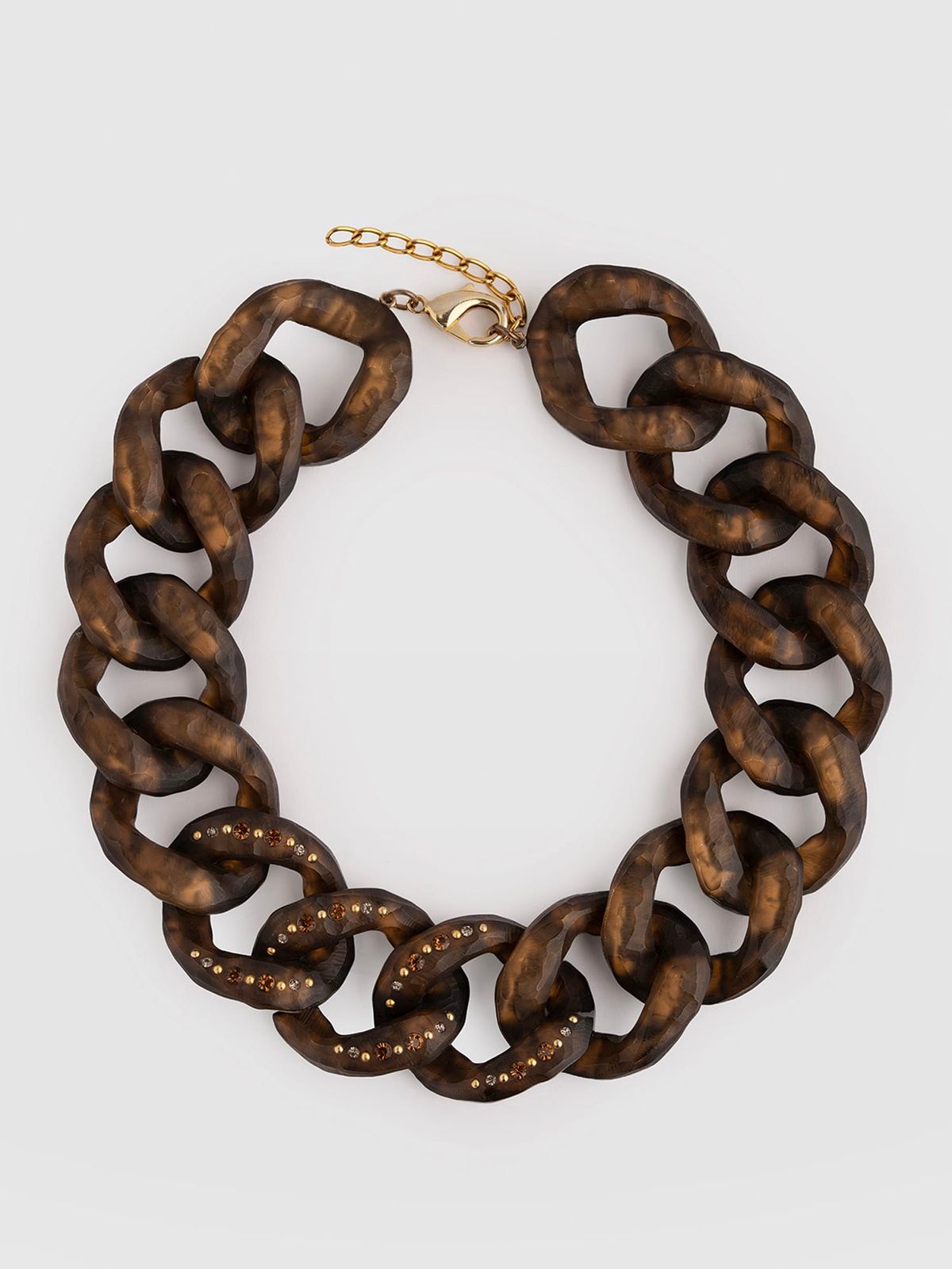 Diamante Chain Necklace - Brown