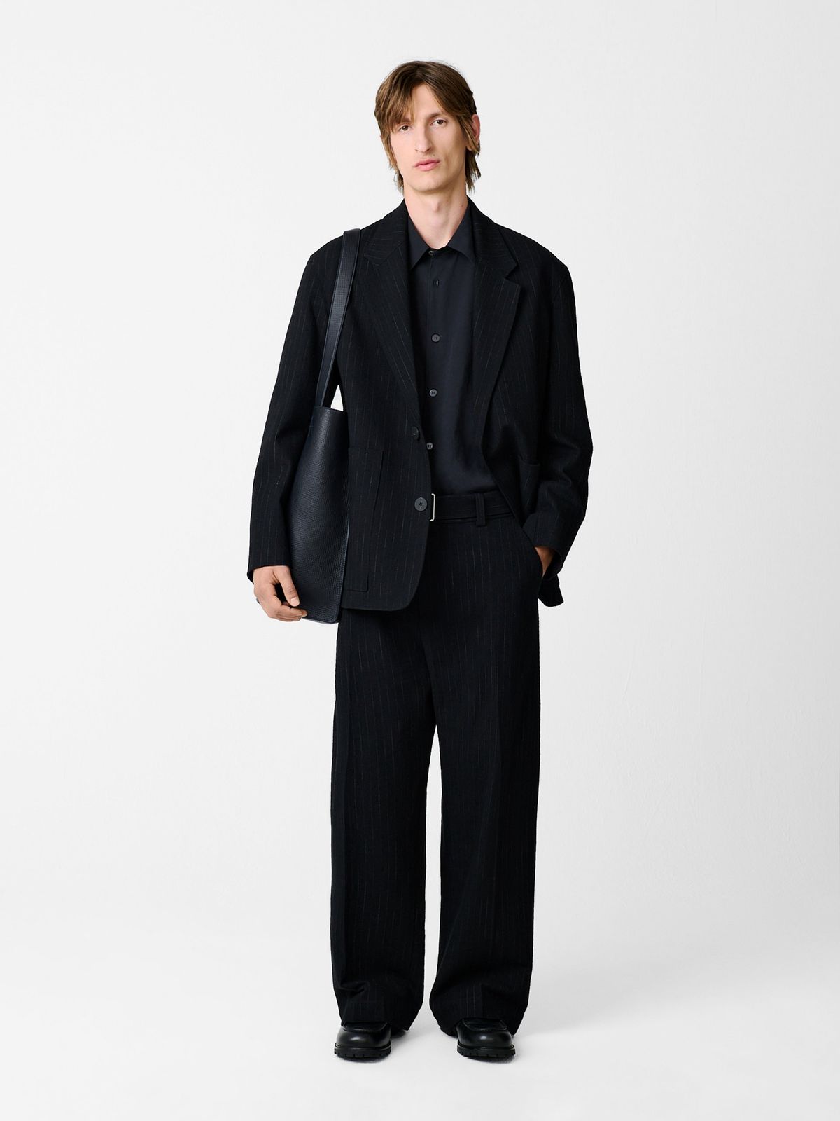 Vital Belted Pant in Black Stripe