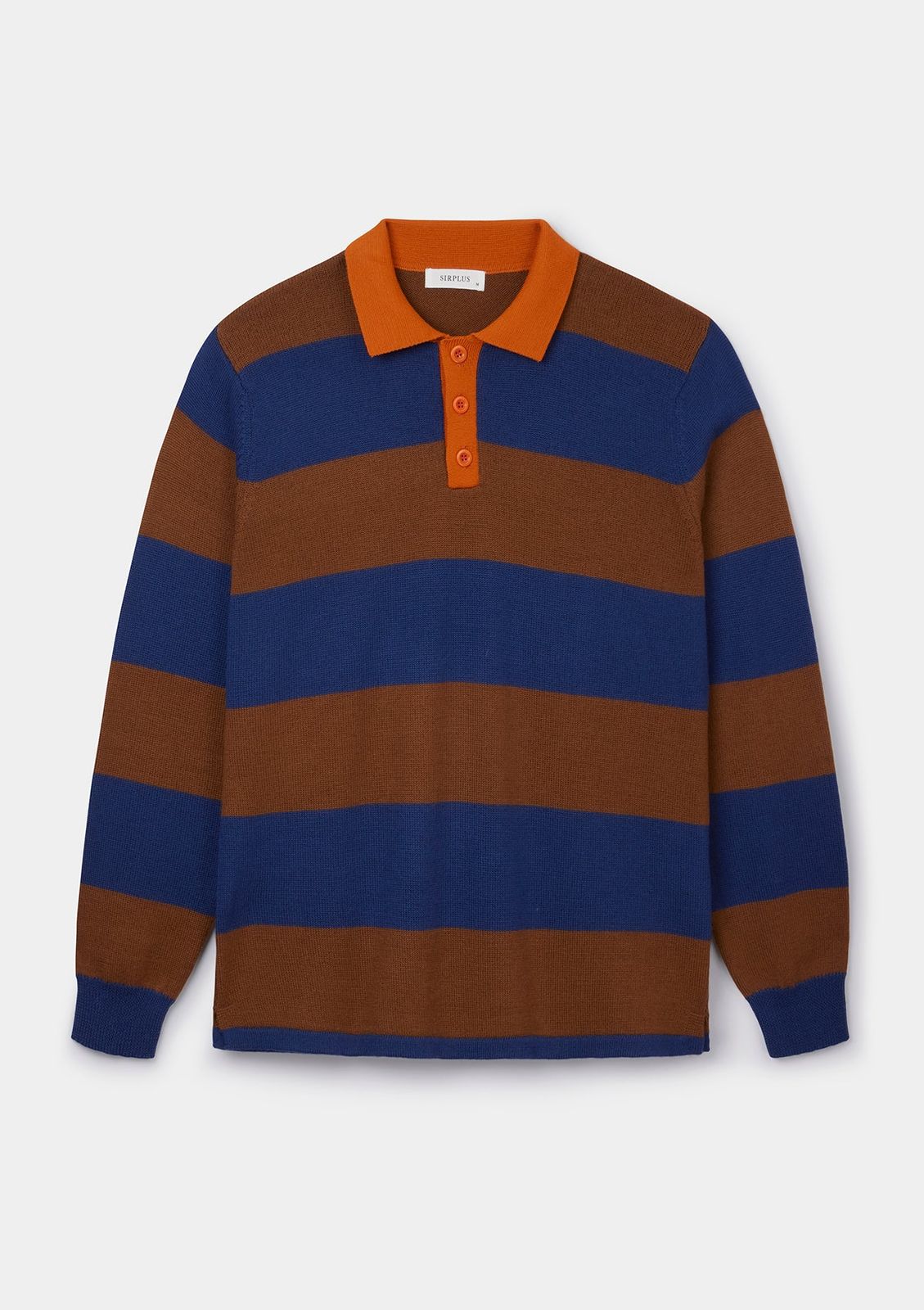 Blue & Brown Merino Knit Rugby Polo Shirt