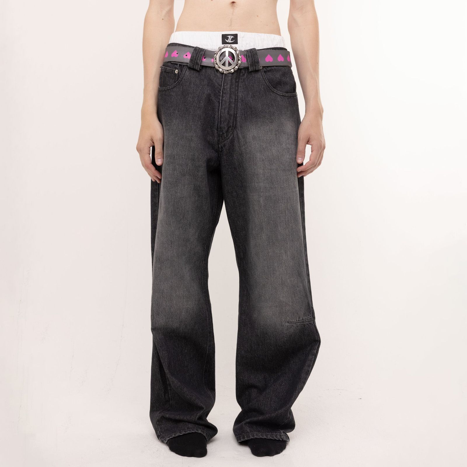 Belt W/ Peace Buckle - Hearts
