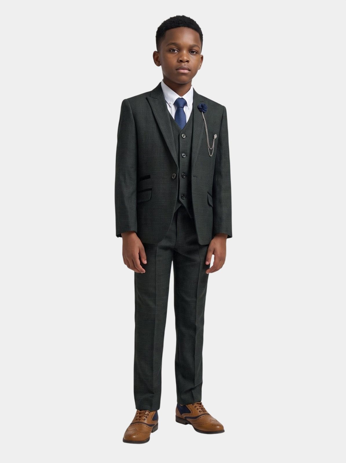 Boys Caridi Olive Three Piece Suit