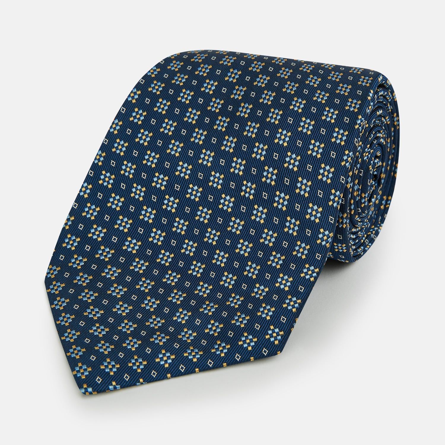 Navy Diamond Silk Tie