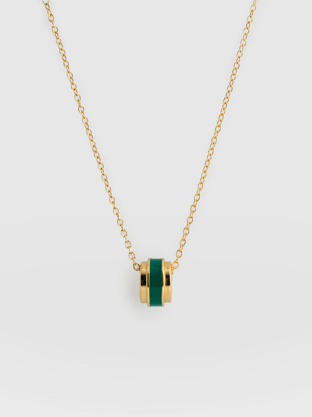 Enamel Stripe Charm Necklace - Gold/Green