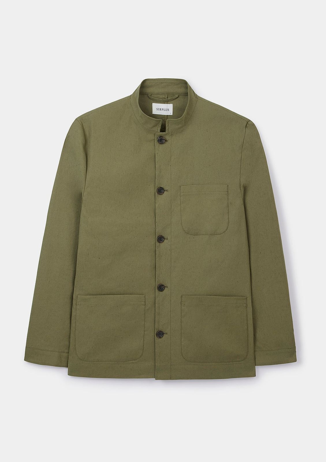 Lichen Green Cotton Linen Casual Nehru Jacket