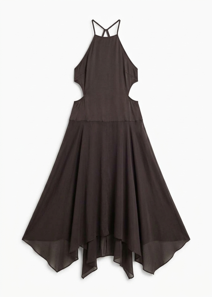 St. Agni Silk Handkerchief Halter Dress - Bark