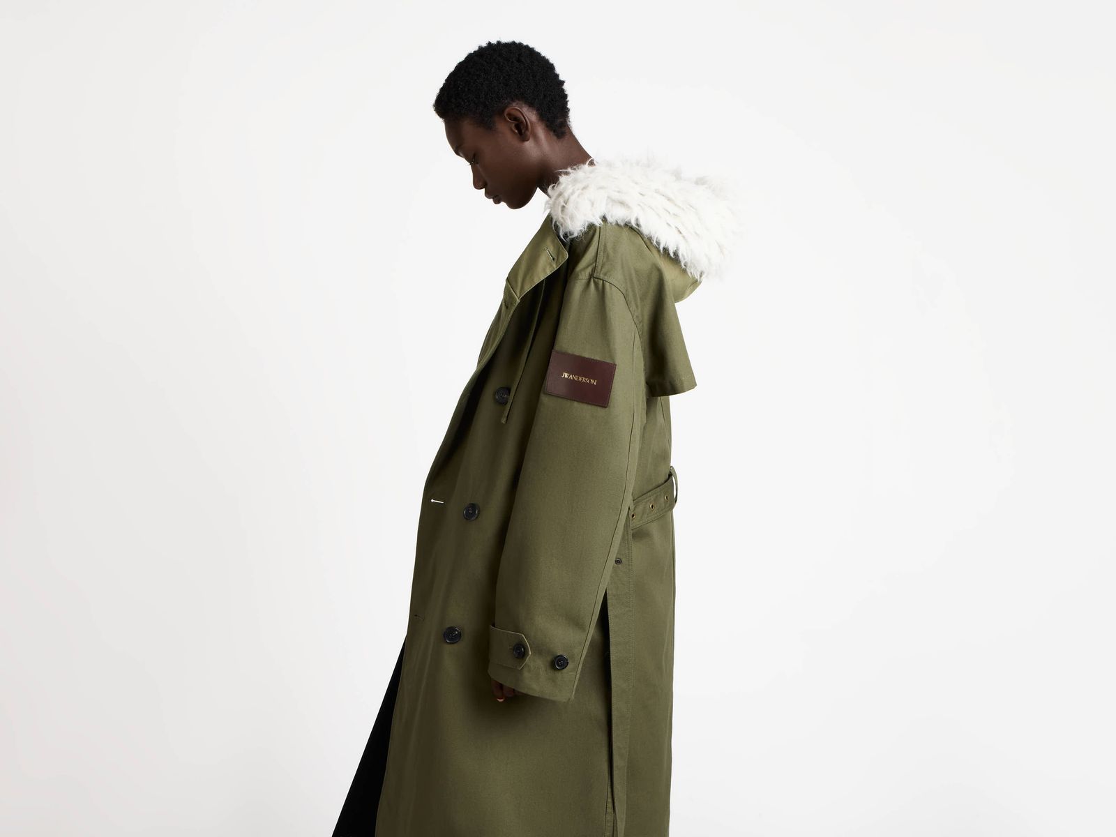 WOMENS DOUBLE BREASTED PARKA IN HUNTER GREEN