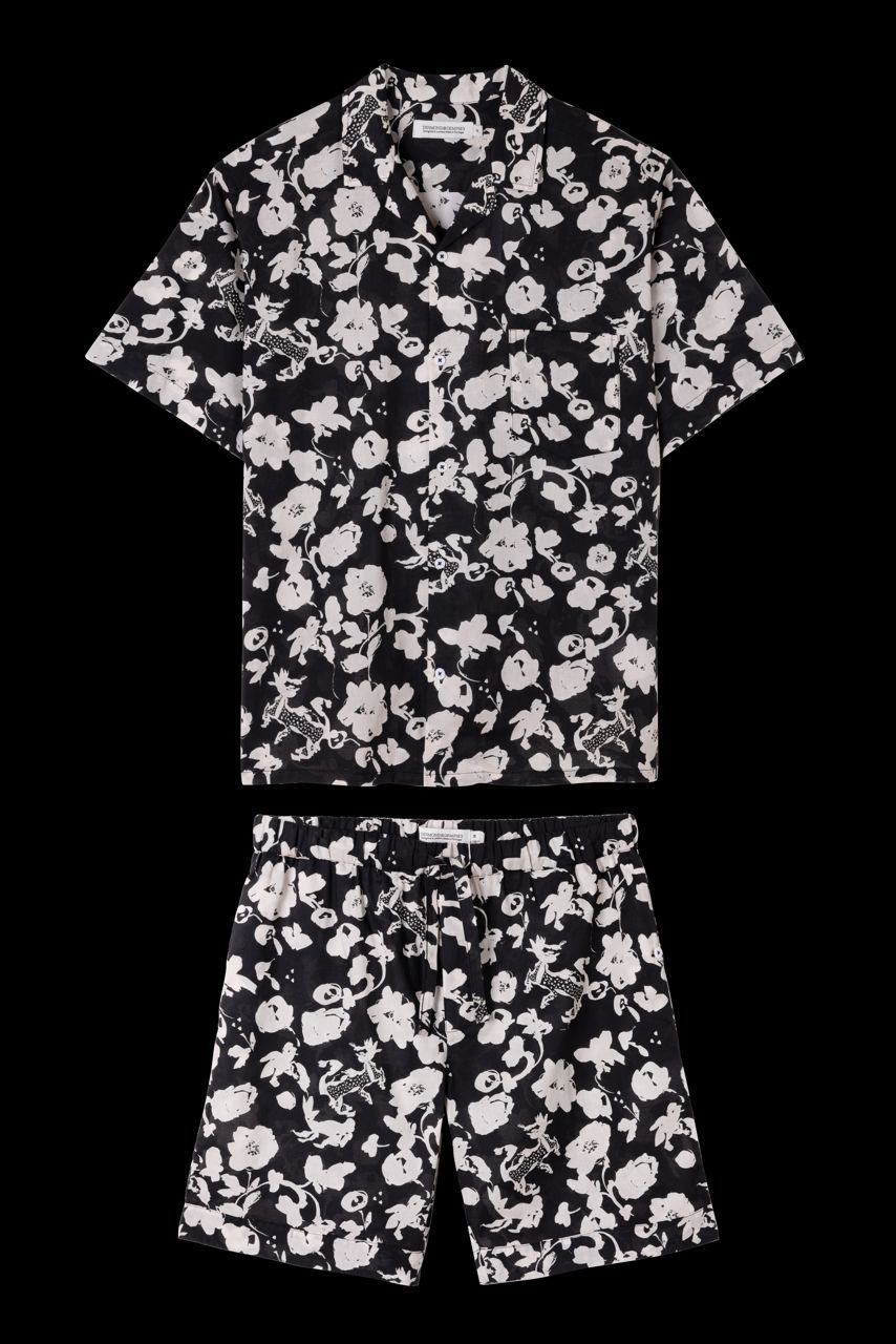 Men’s Cuban Pyjama Set Bunny Black/cream