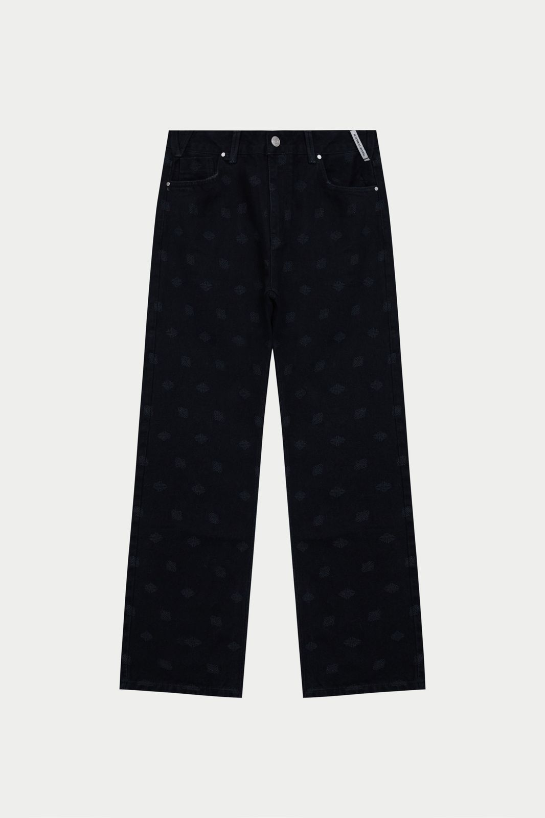LASER PRINT EMBLEM JEANS - BLACK WASH