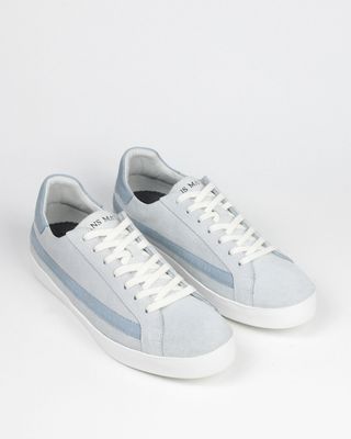 Olympus Low Top Trainers - Grey Suede & Sky Blue Nubuck Leather