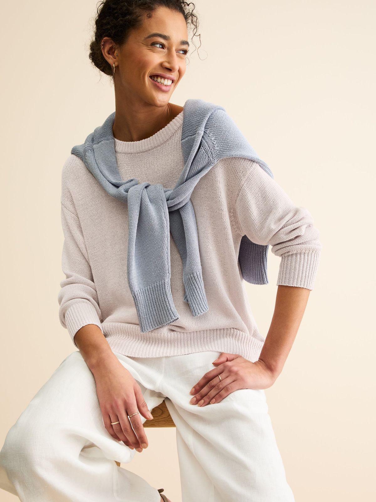 Delphine Silk Linen Sweater Silver Pink