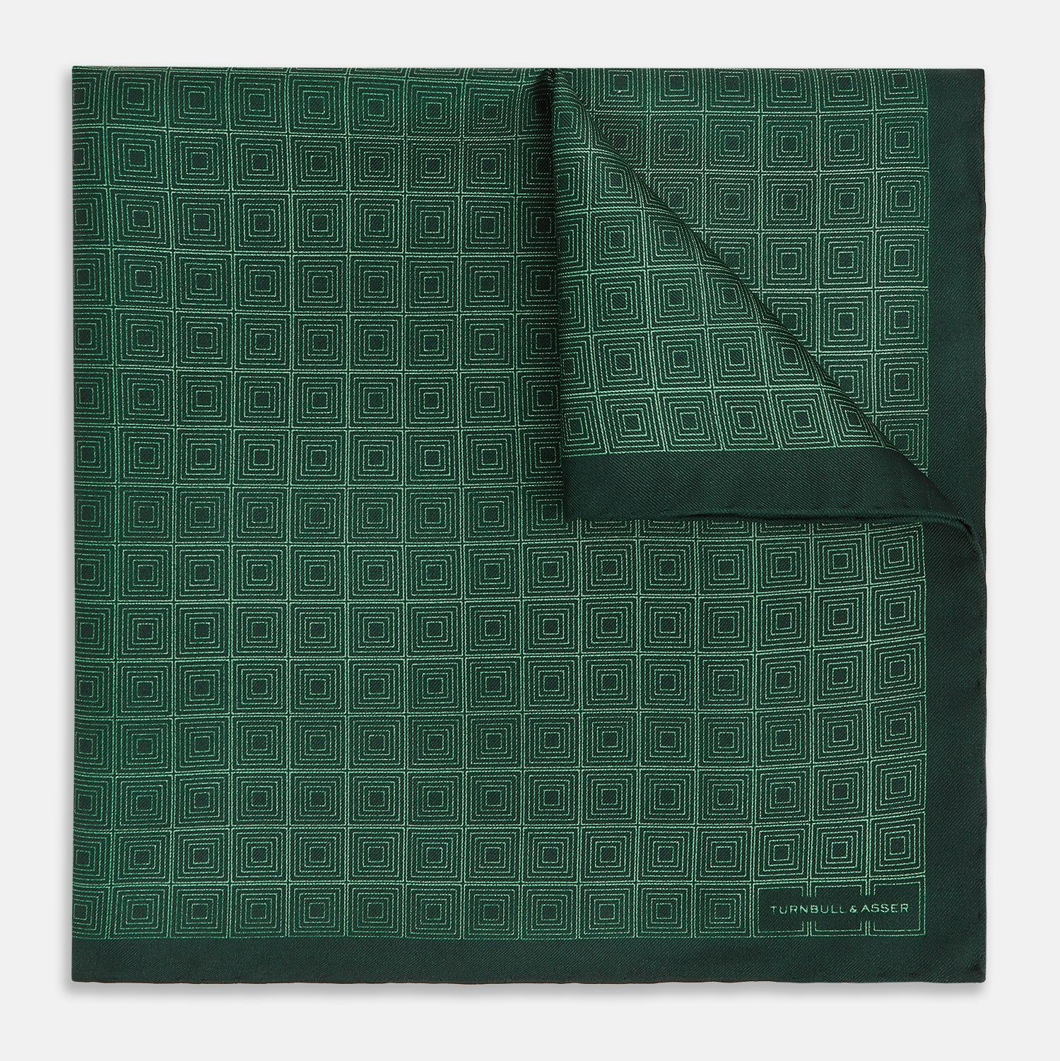 Geometric Green Pocket Square in Silk