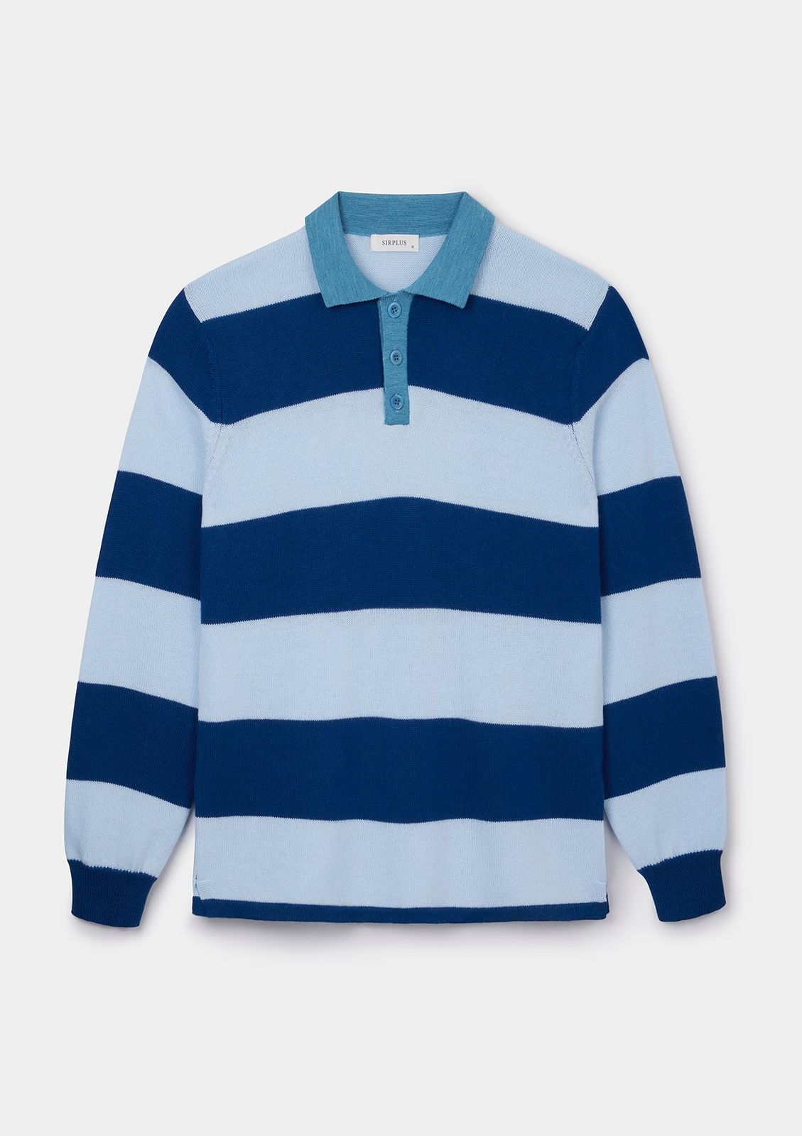 Navy & Blue Merino Knit Rugby Polo Shirt