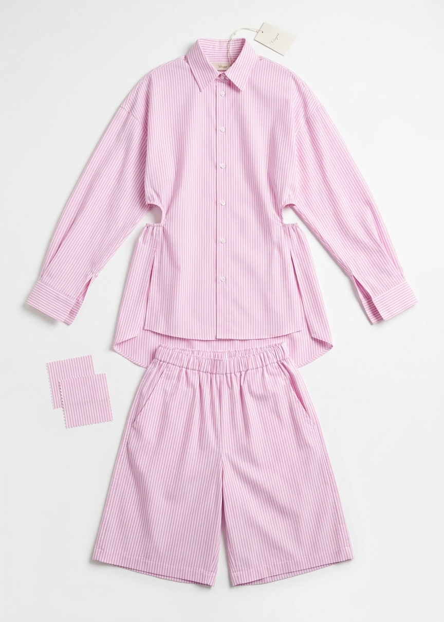 Rimini Bermuda Shorts - Pink/white Stripe