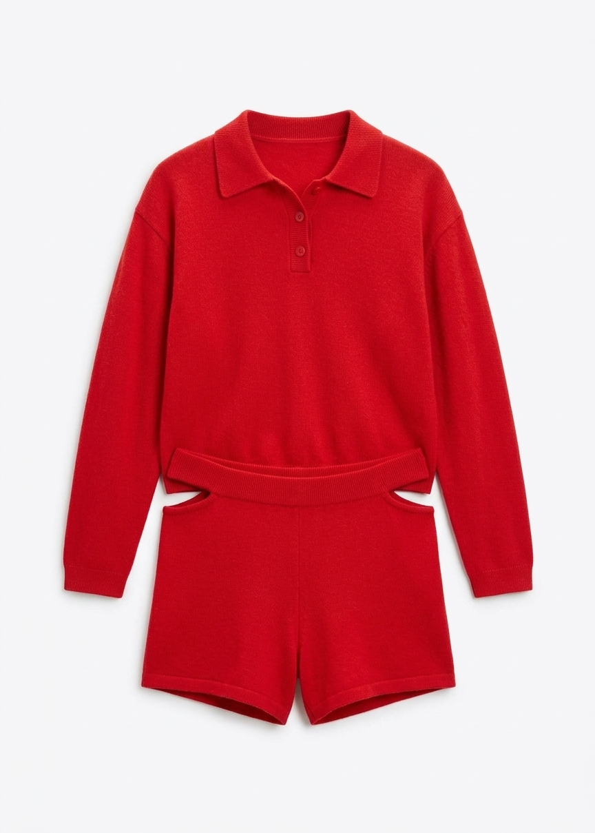Bresica Knit Polo Sweater - Red