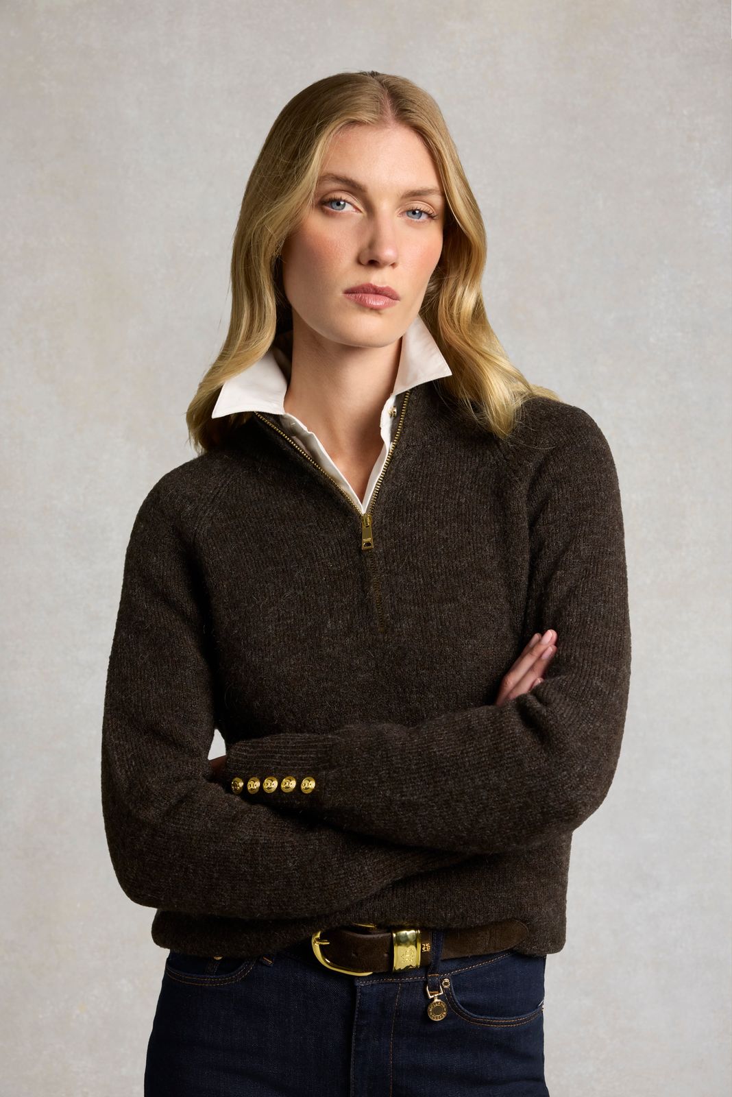 Tori Quarter Zip Knit (Chocolate)
