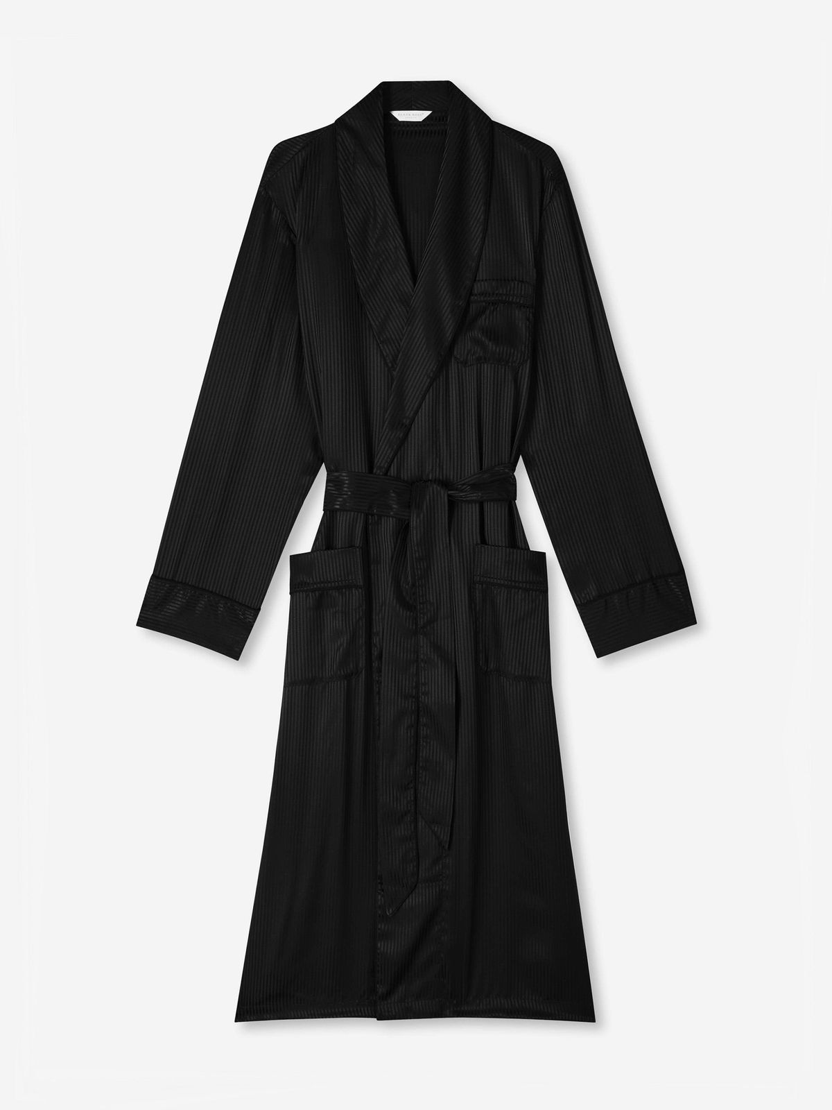 Woburn Silk Dressing Gown Black Stripe