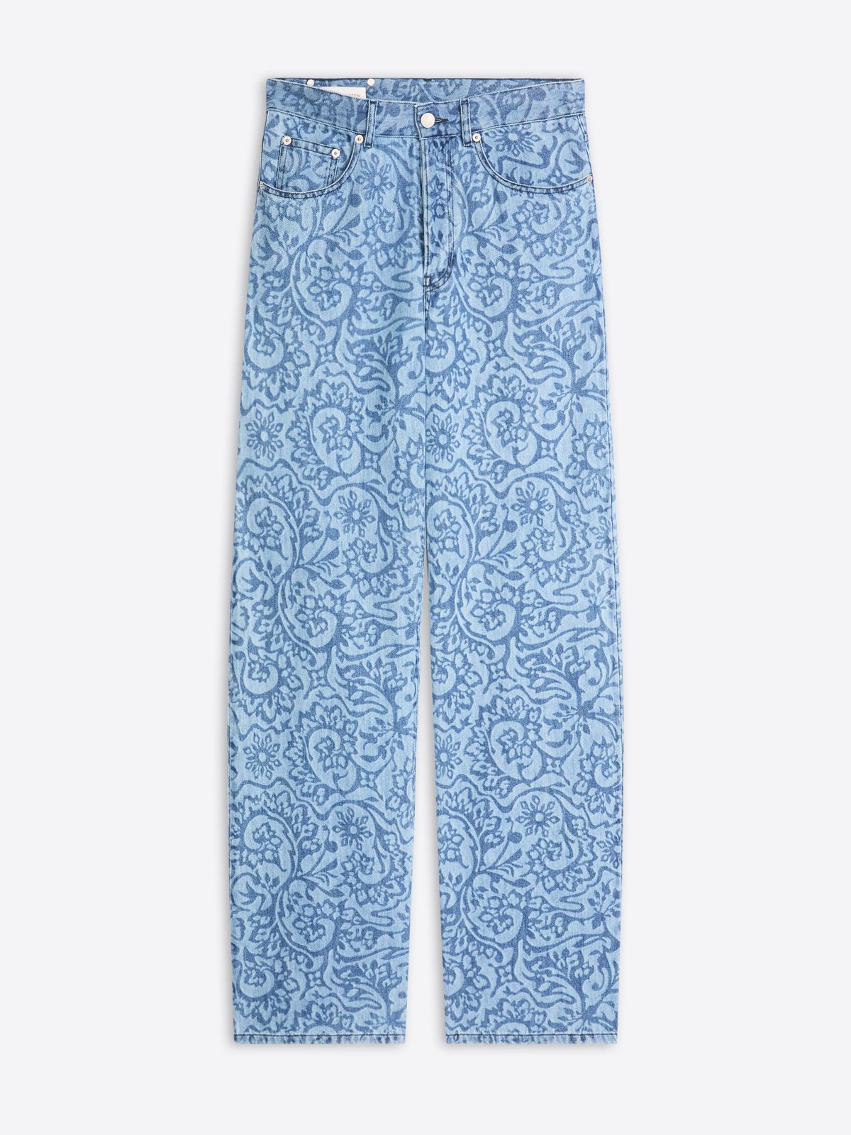 Printed denim pants