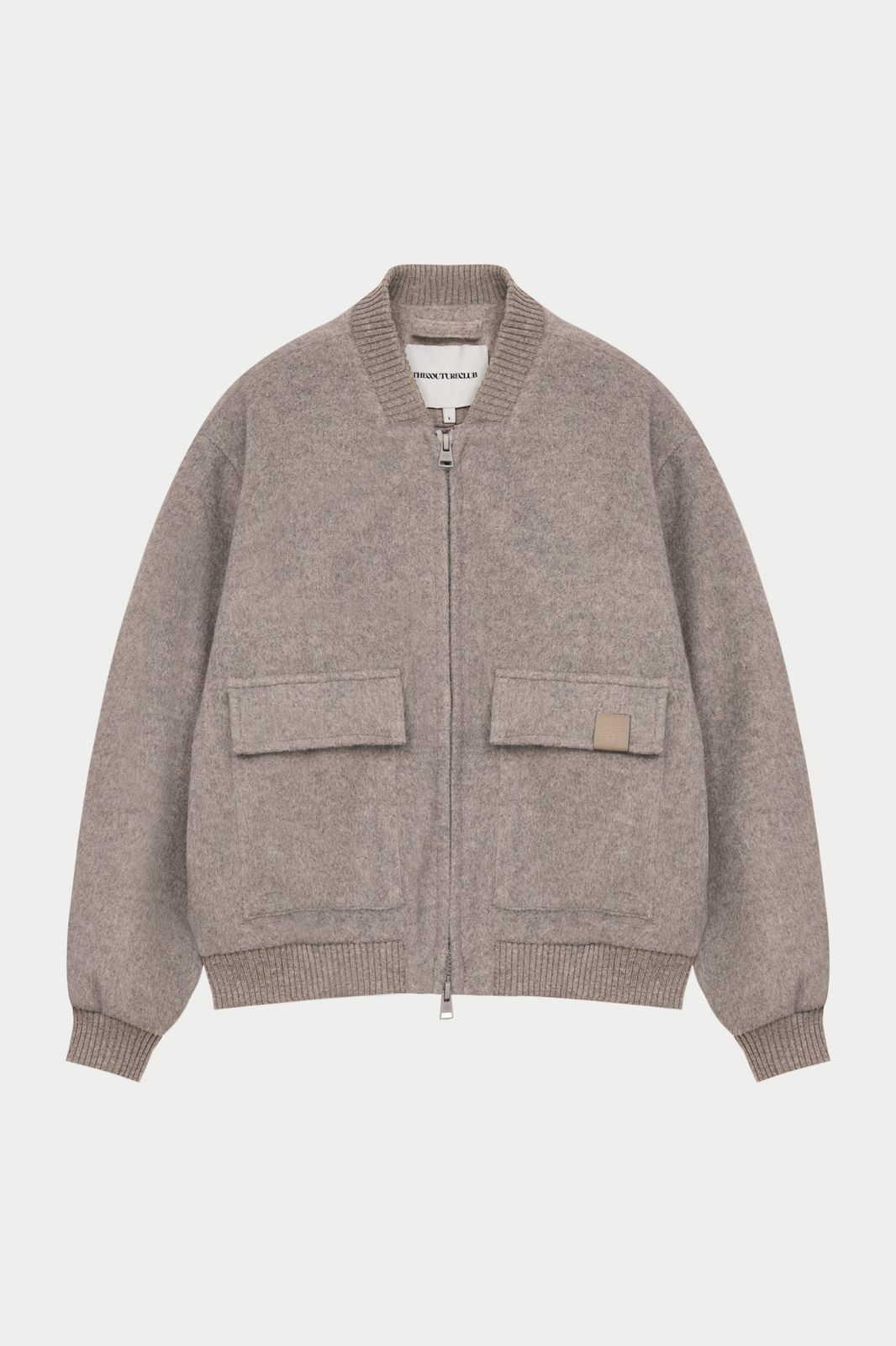 WOOL BLEND BOMBER JACKET - BEIGE