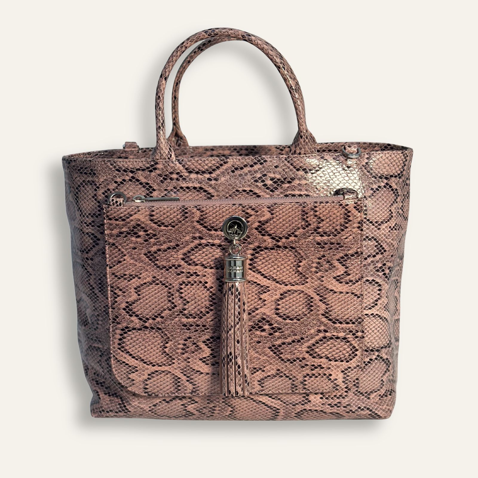 Preloved Dahlia Tote | Pink Python with Silver hardware