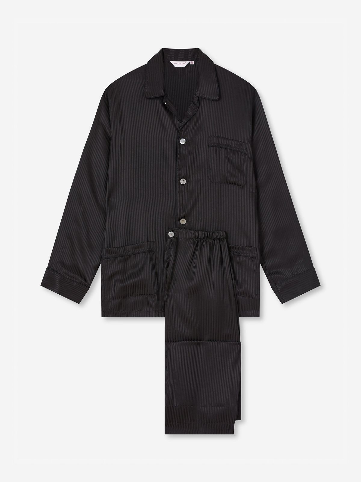Woburn Silk Pyjamas Black Stripe