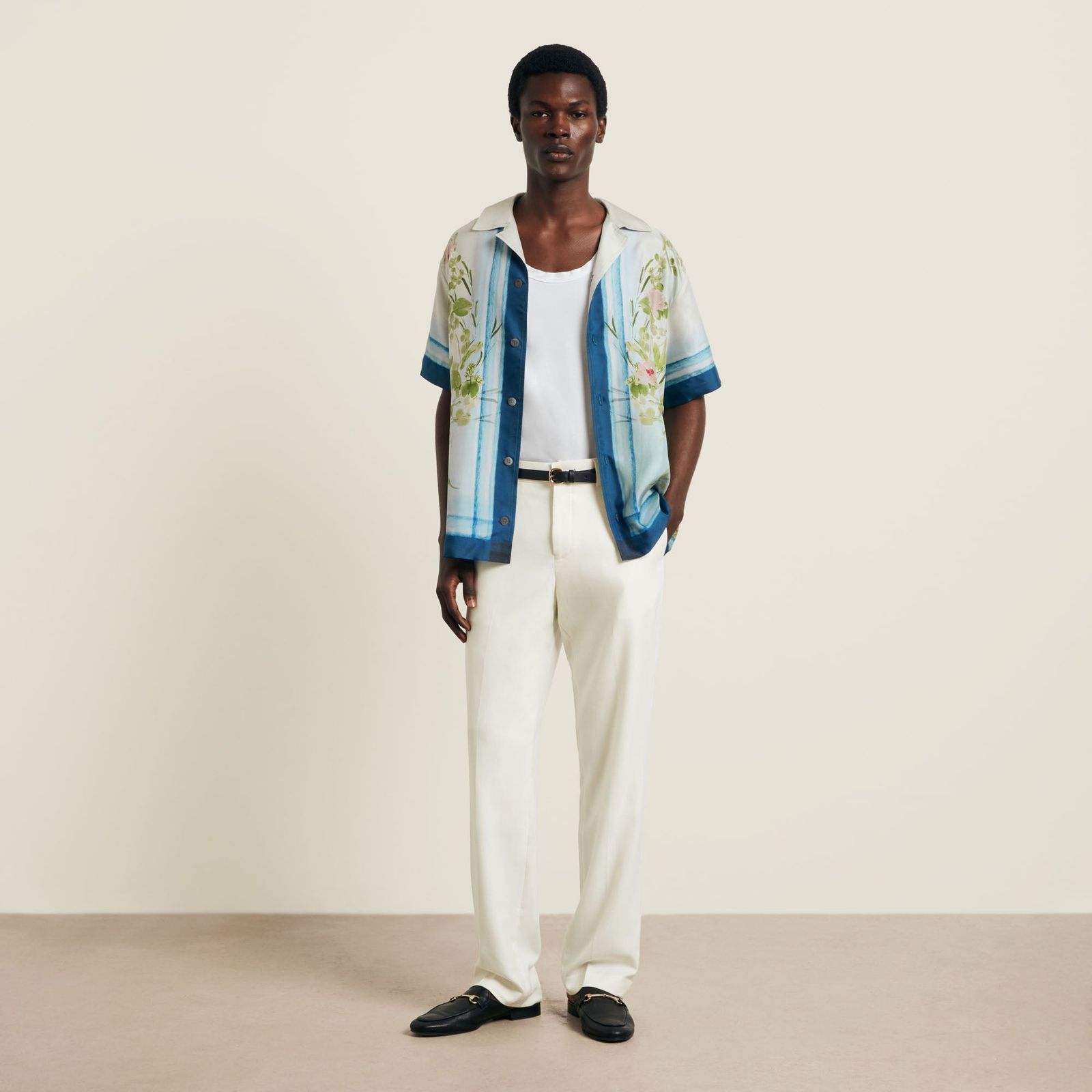 Bloom Print Silk Shirt - Blue