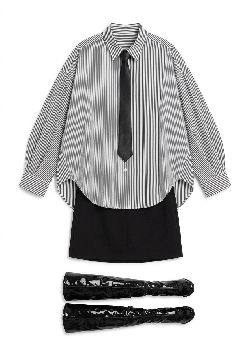 Quillan Button-down Shirt - White/black Stripe