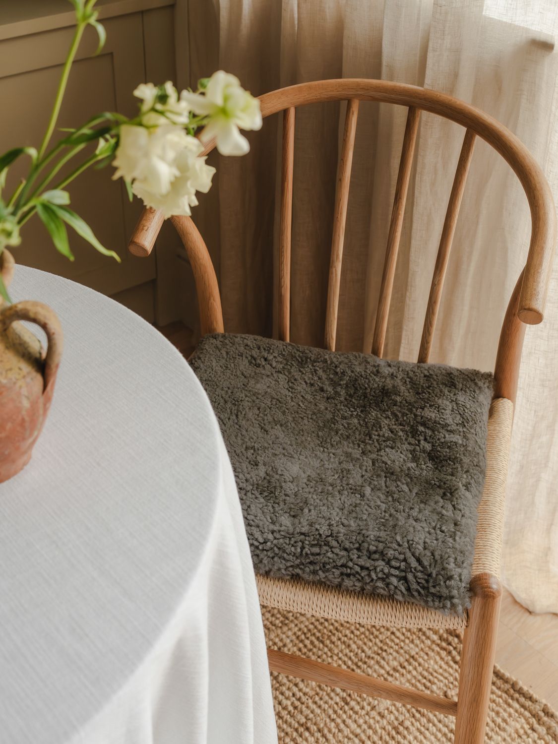 Square Shearling Seat Pad - Mist