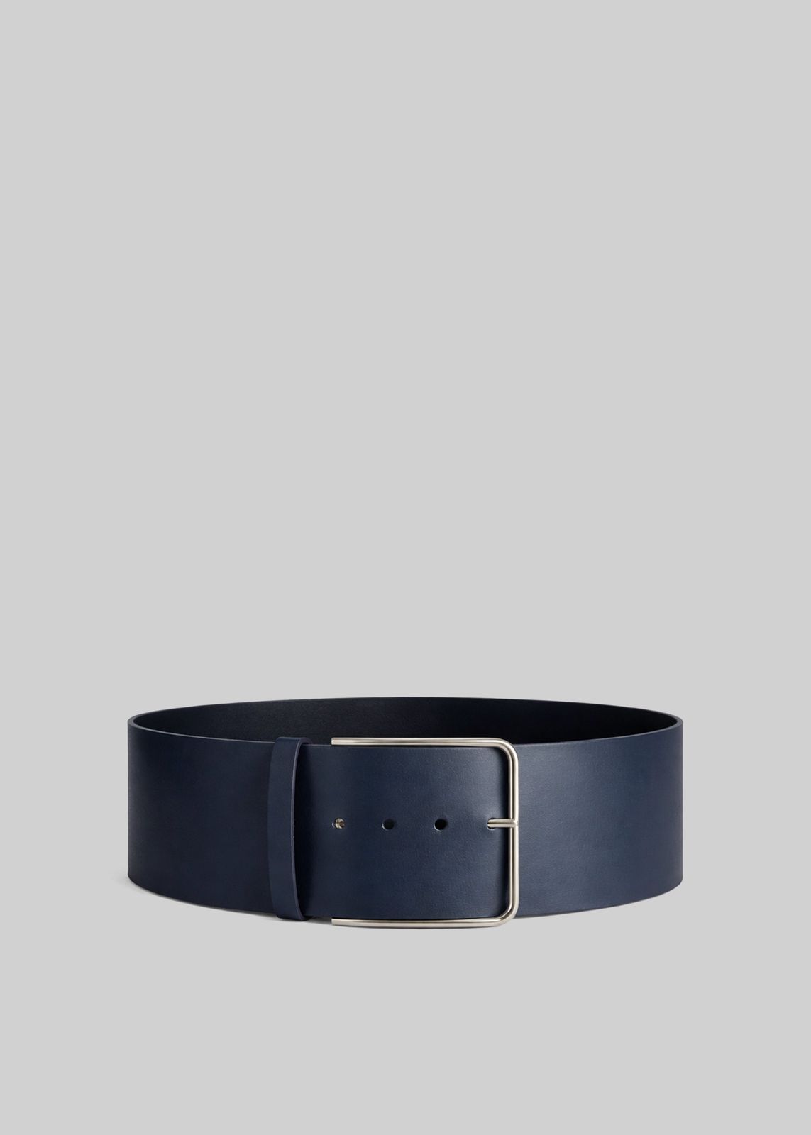 Calan Leather Wide Belt - Navy