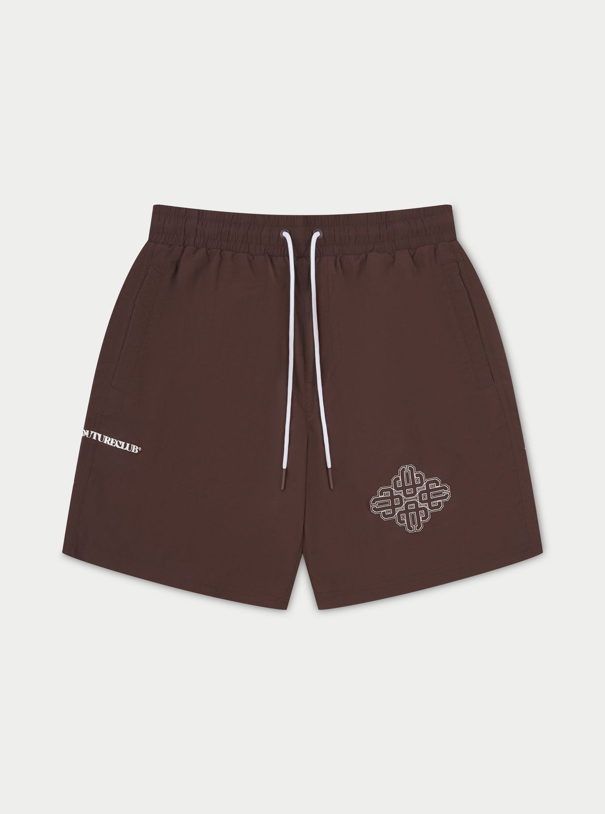 COPYRIGHT EMBLEM MID LENGTH SWIM SHORTS - BROWN