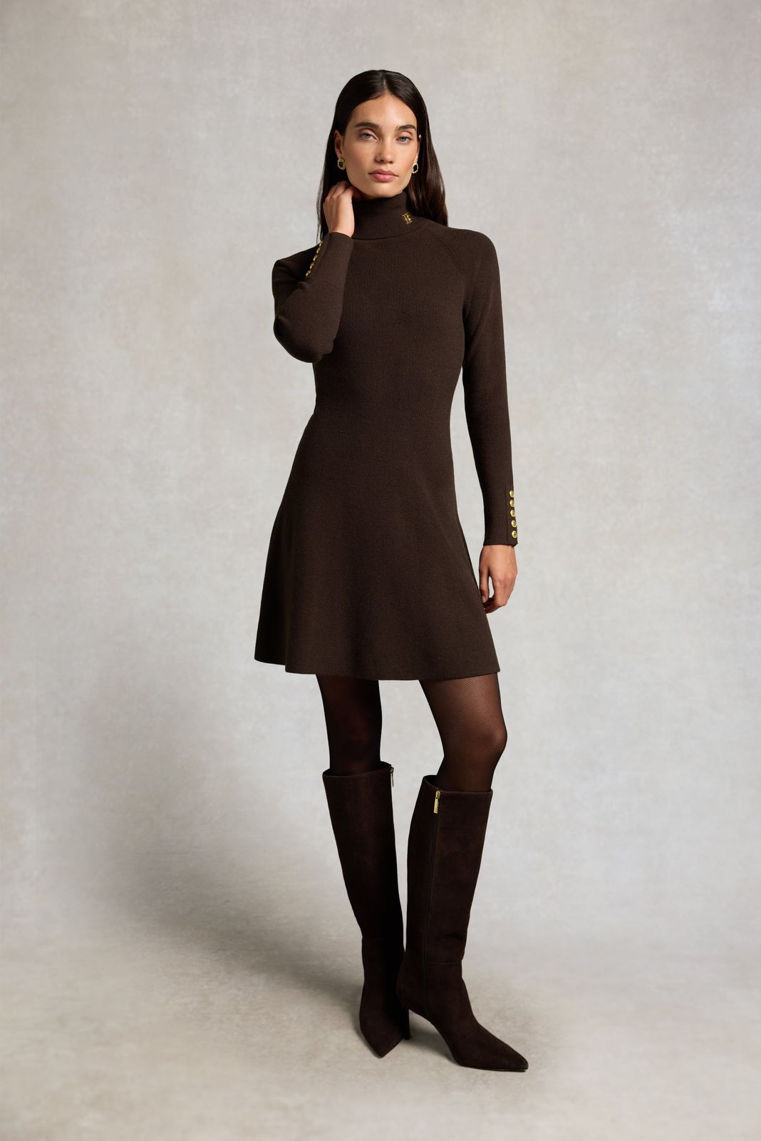 Aspen Knitted Dress (Olive Brown)