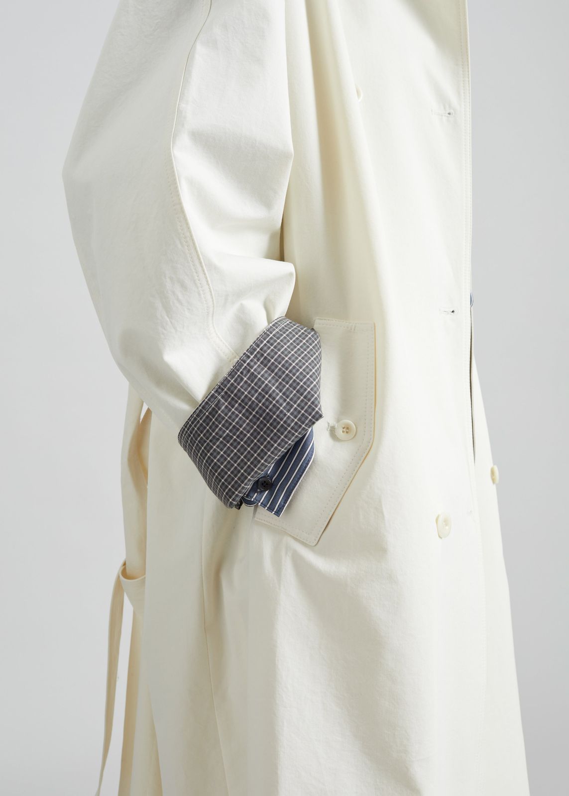 Brion Contrast Cuff Trench Coat - Cream
