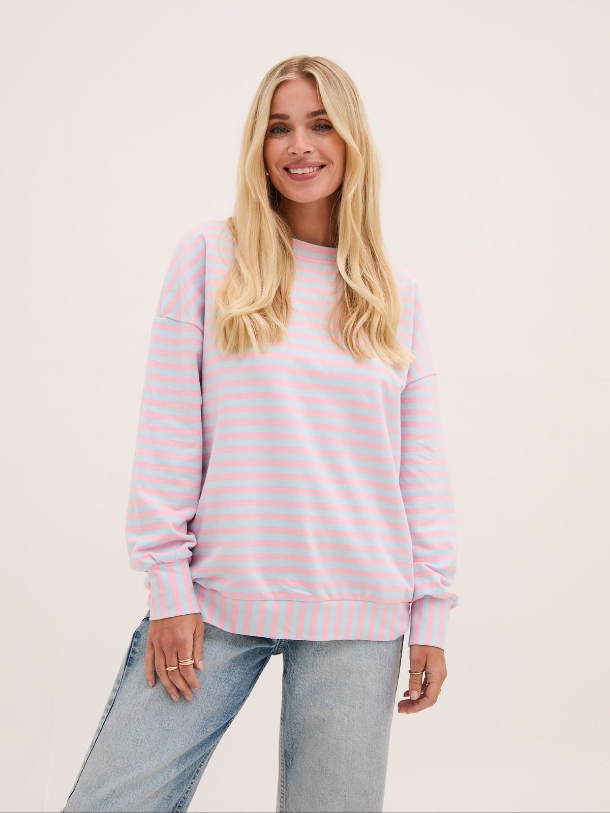 Zara Pink & Blue Lightweight Stripe Sweatshirt