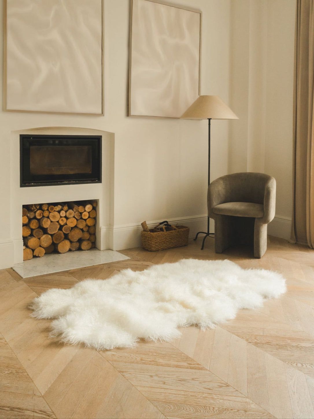 Quatro Tibetan Sheepskin Rug - Ivory