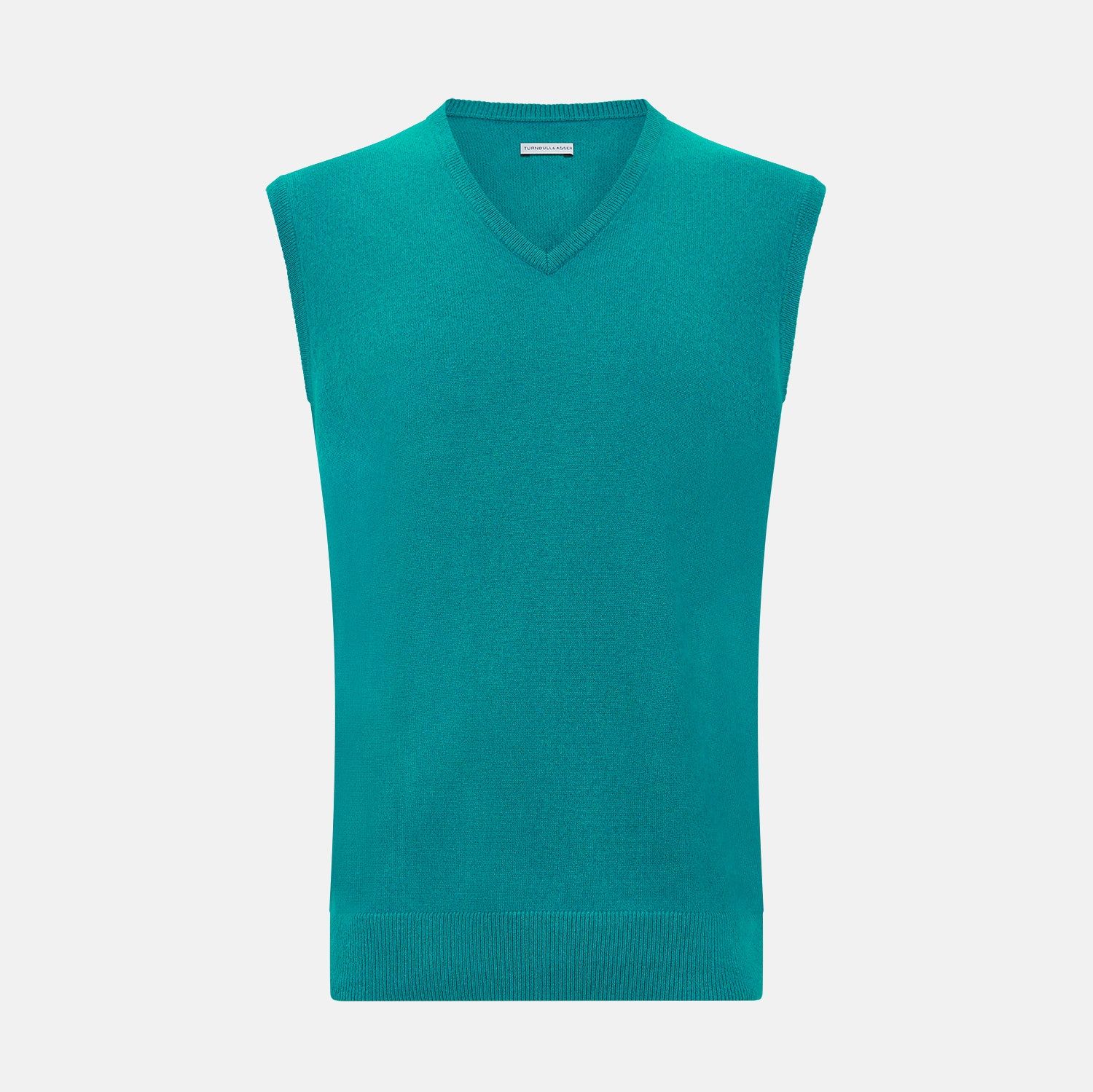 Turquoise Cashmere V-Neck Vest