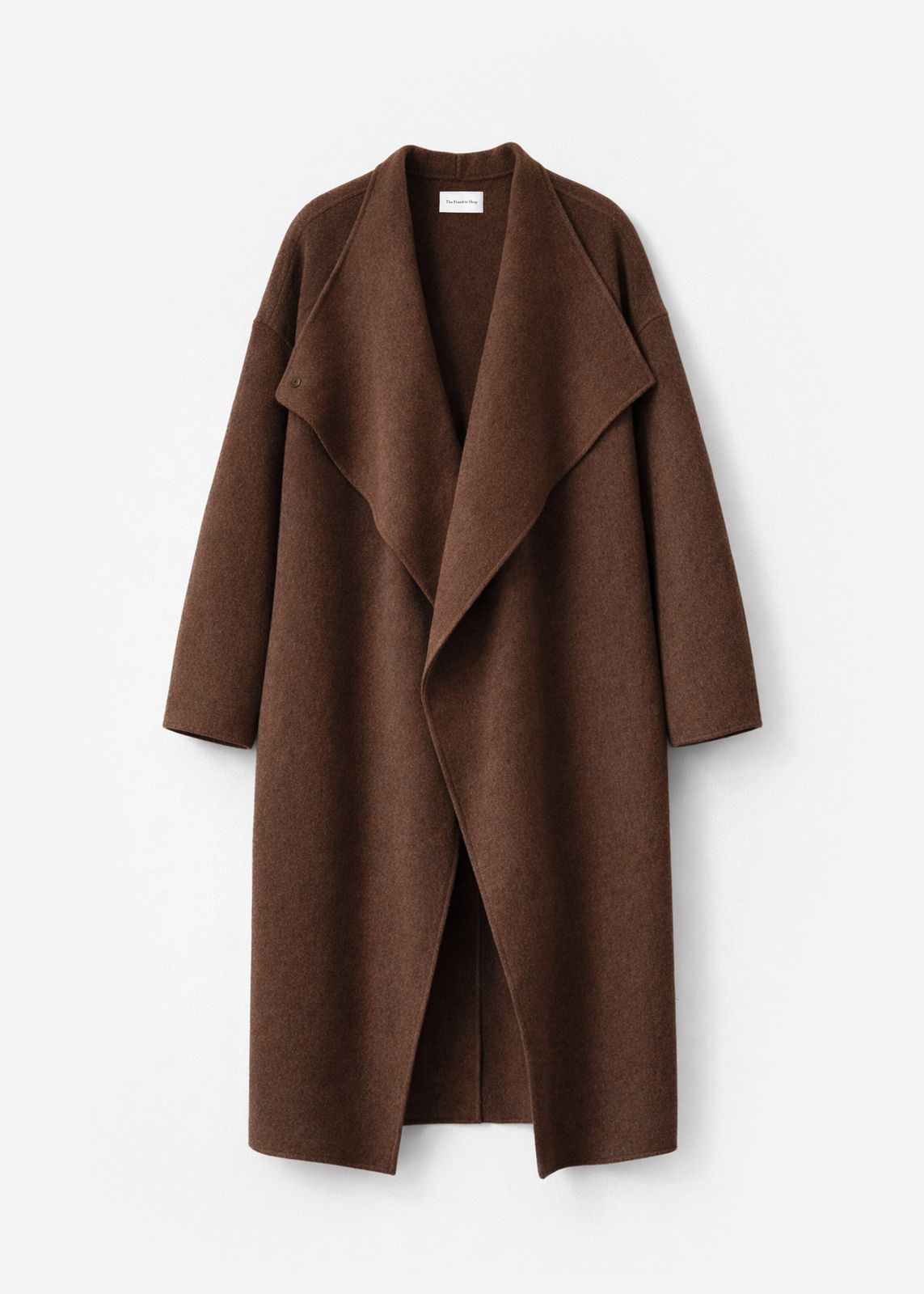 Leroy Funnel Neck Wool Coat - Brown Melange