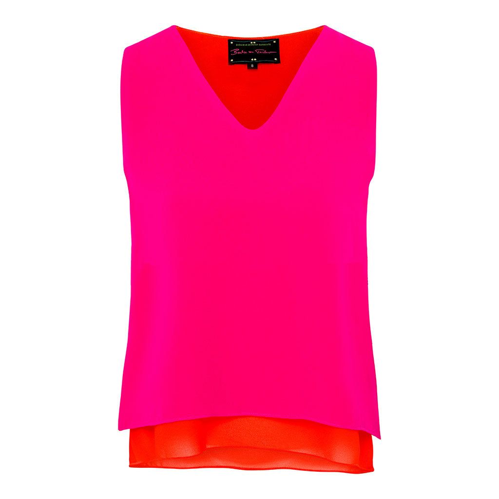 Pink/Orange Chiffon Layered Top