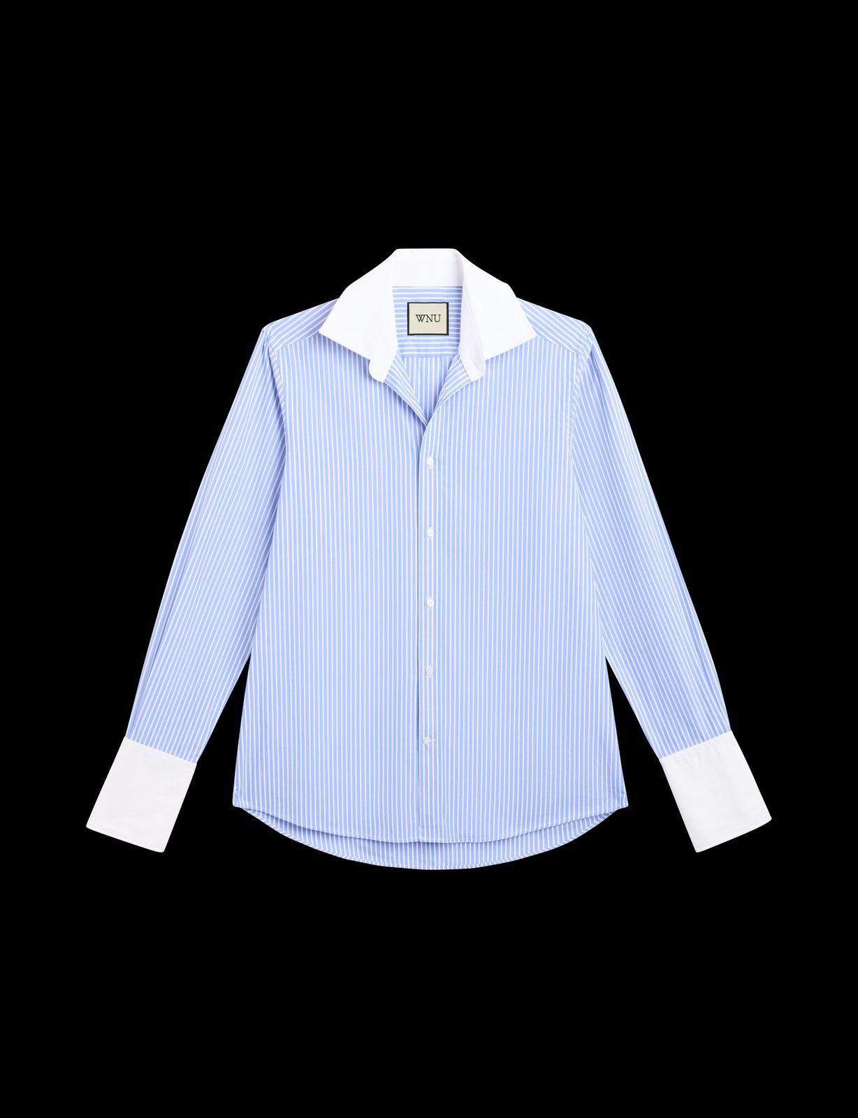 The Boyfriend Contrast Exaggerated Cuff And Collar: Fine Poplin, Inverted Pinstripe